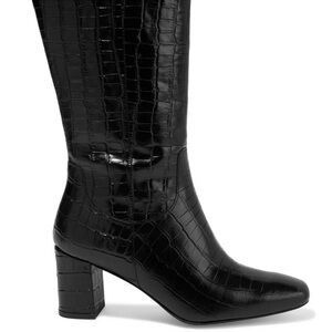 NWT Iris & Ink Coraline Croc-effect Black Leather knee boots